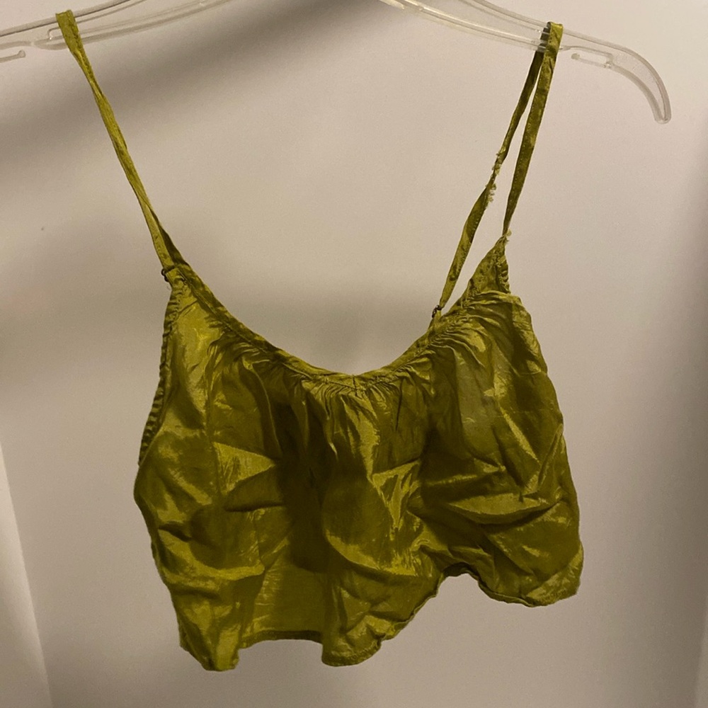 out from under, urban outfitters XS cropped tank top; green.